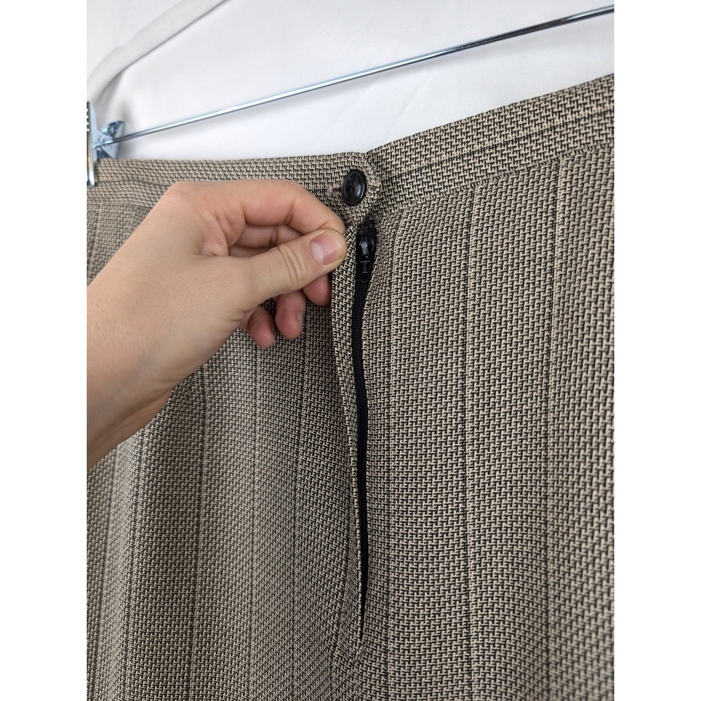 Vintage Nordstrom Pleated Midi Skirt Size 16 Black Tan Preppy Academia Deadstock - Picture 9 of 9